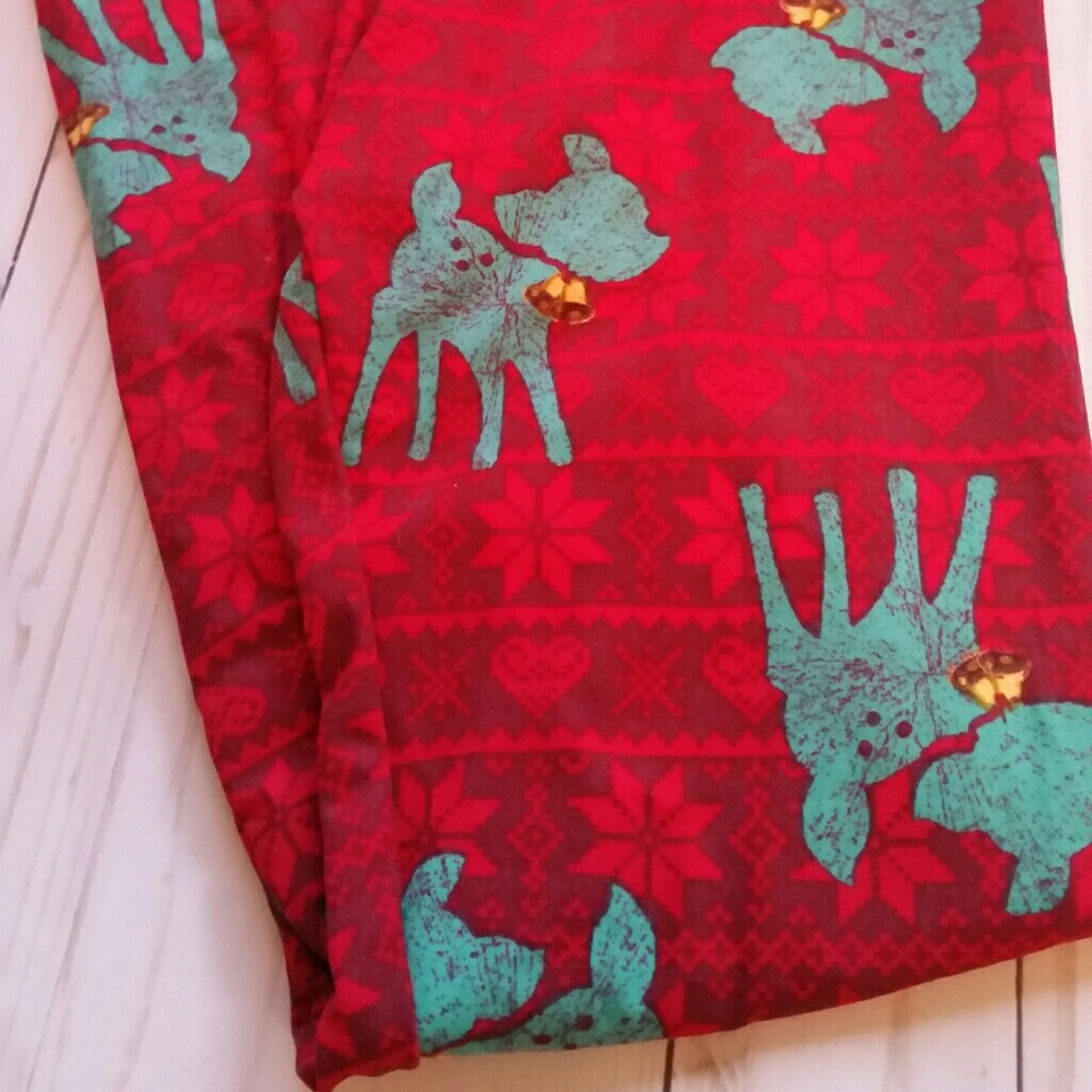 Lularoe Holiday Deer Leggings OS